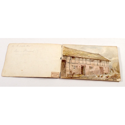 887 - A Victorian watercolour sketch book of eighteen named and dated views and scenes including Billinge ... 