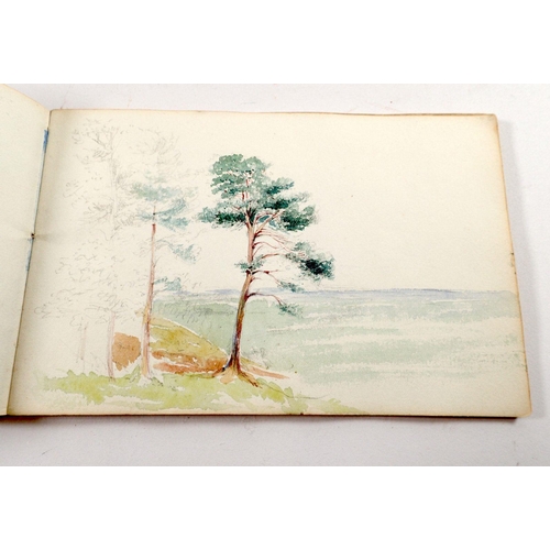 887 - A Victorian watercolour sketch book of eighteen named and dated views and scenes including Billinge ... 