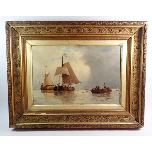 898 - Richard Henry Nibbs (circa 1816 - 1893) - oil on canvas marine scene with sailing boats and a rowing... 