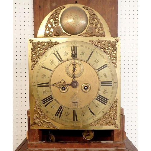 903 - An 18th century brass faced longcase clock by Thomas Halhed of London with 8 day striking movement a... 