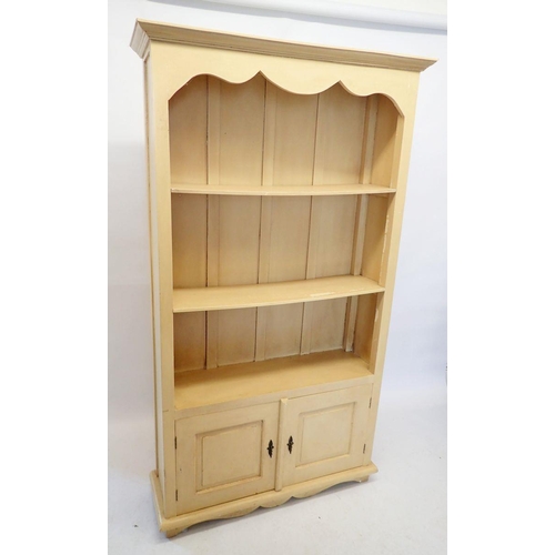 905 - An Edwardian painted pantry kitchen cupboard with shelves over to door cupboard, 191 x 108 x 34cm