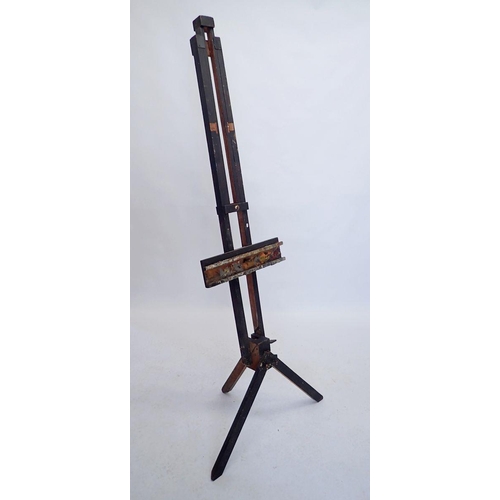 916 - An antique large wooden artists easel