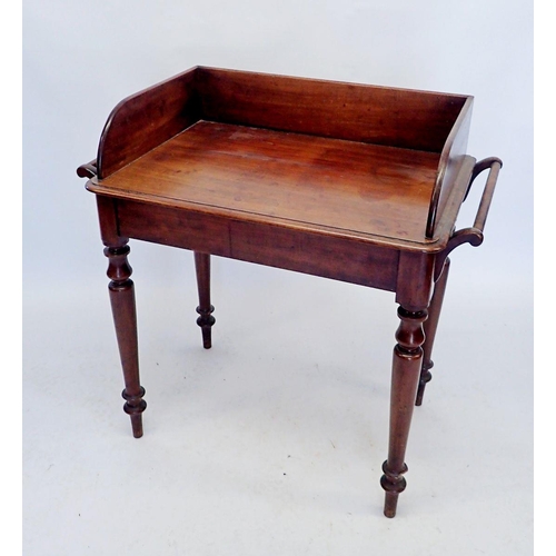 924 - A Victorian mahogany washstand with raised back and towel rail, 86 x 51cm