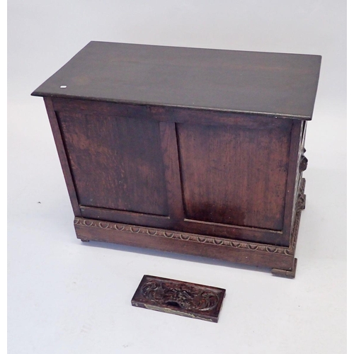 929 - A late 19th century small oak coffer converted from desk pedestal, 80 x 41 x 60cm - a/f