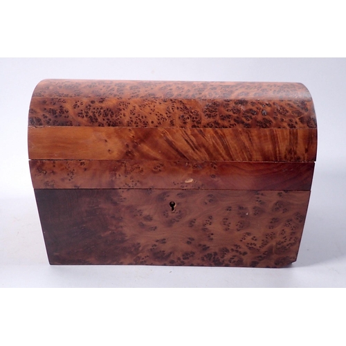 946 - A dome top burr walnut jewellery box, 22 x 12 x 15cm