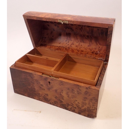 946 - A dome top burr walnut jewellery box, 22 x 12 x 15cm