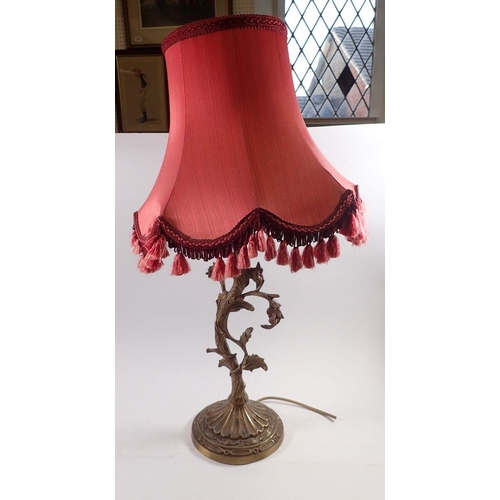 950 - A brass foliate table lamp, 40cm to light fitting