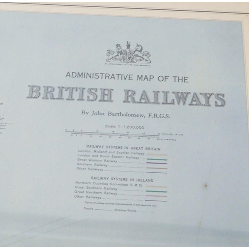 997 - A map of The British Railways by John Bartholomew, George V, 91 x 75cm