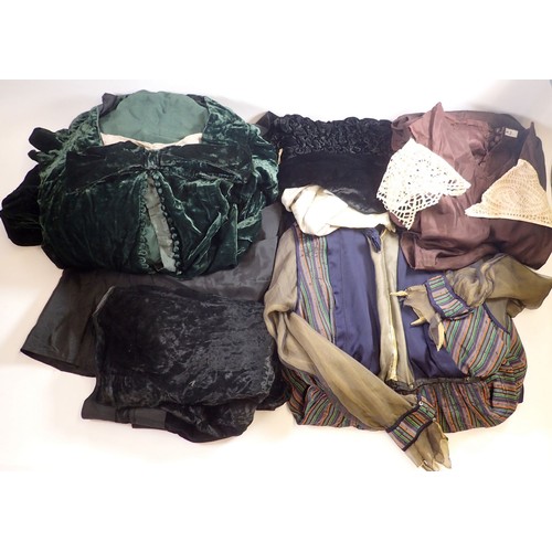 991 - A green velvet evening dress and various other antique dressers and clothes altered to make theatric... 