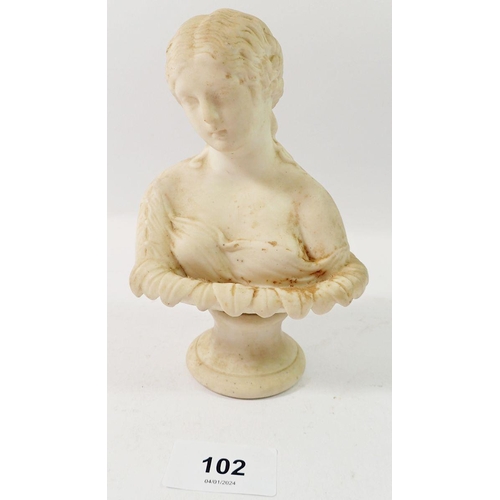 102 - A Parian bust of Clytie, 16cm