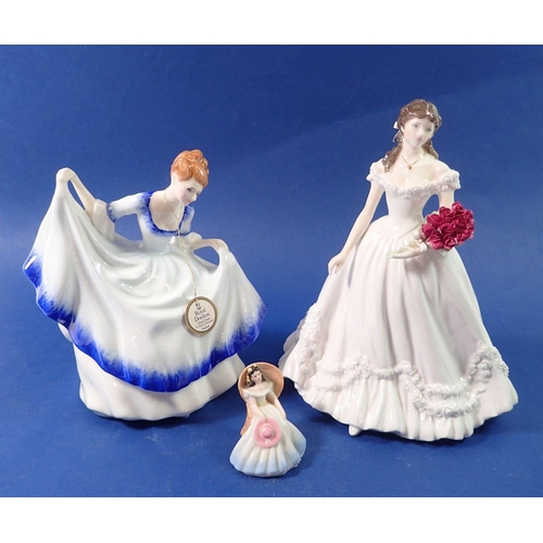 105 - A Royal Doulton figure Pamela plus miniature Annabel and a Royal Worcester Anniversary figure 2000