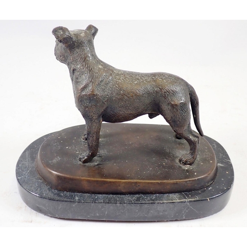 1073 - A 19th century bronze of a Staffordshire Terrier on black marble base 18cm