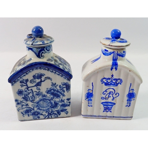 108 - A Chinese porcelain tea caddy in the European style and another, 14.5cm