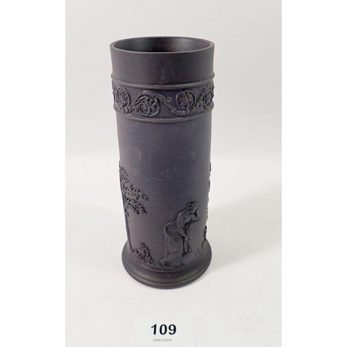 109 - A Wedgwood black basalt vase, 16cm tall