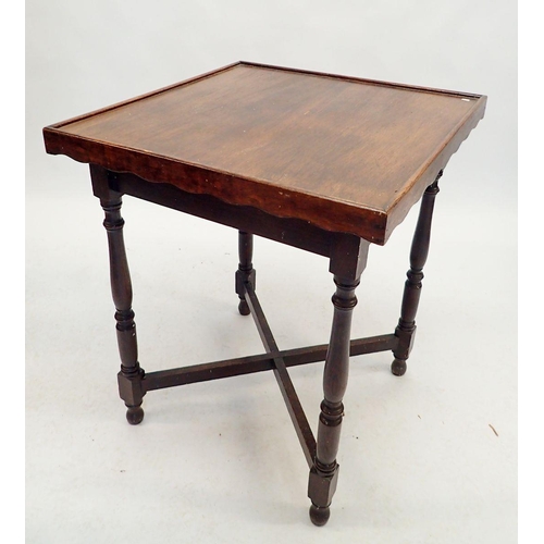 1097 - An Edwardian card table with lift off top, 62cm square