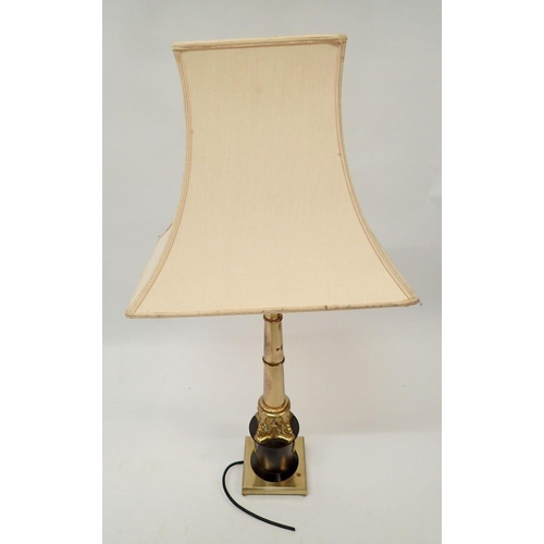 1126 - A brass column form table lamp, 52cm tall