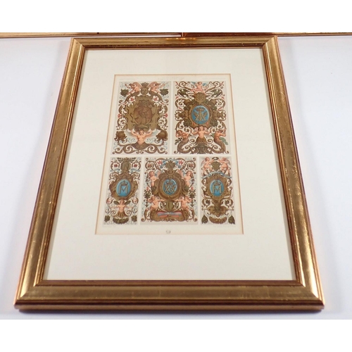 1161 - Racinet - set of three coloured lithographs L'Ornament circa 1880, 31 x 21cm