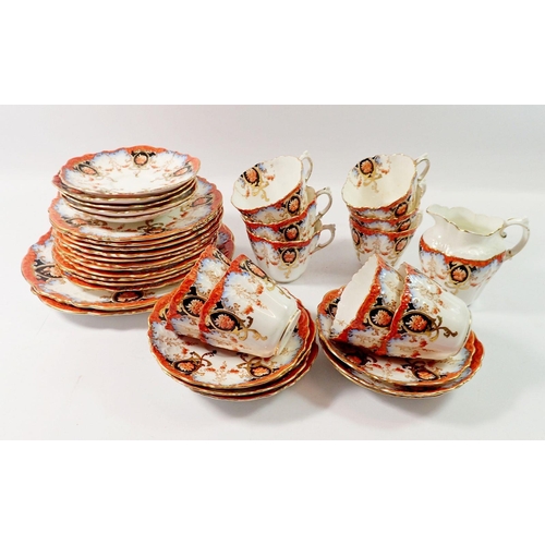 121 - An Edwardian Aynsley tea service comprising ten cups and twelve saucers, eleven tea plates, milk jug... 