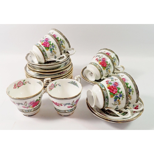 122 - A Paragon Tree of Kashmir tea service comprising eight cups and saucers and eight tea plates