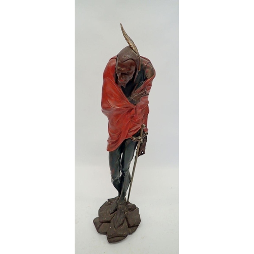 1262 - A painted bronze finish figure of Mephistopheles after J Gautier, 90cm tall