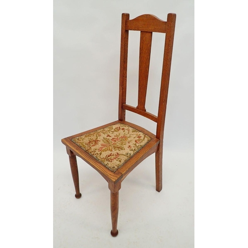 1273 - A set of four Edwardian Arts & Crafts slat back light oak dining chairs