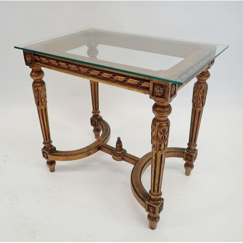 1308 - A gilt wood glass topped occasional table, 48 x 32cm