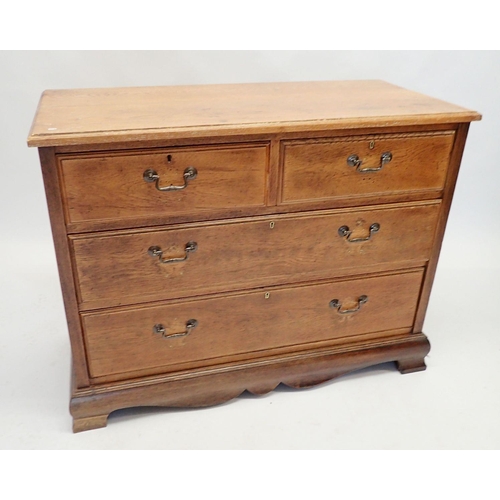 1309 - A late 19th century oak chest of two short and two long drawers, 108 x 49 x 82cm