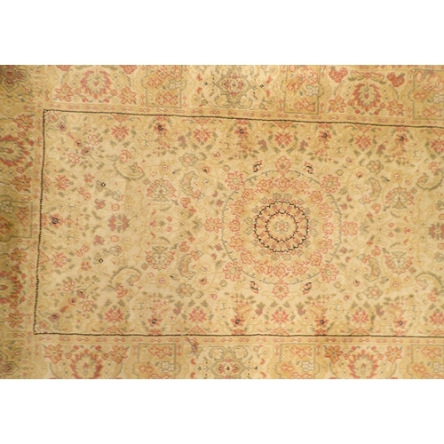 1312 - A silk Persian style floral pale pink and cream small runner, 64 x 211cm