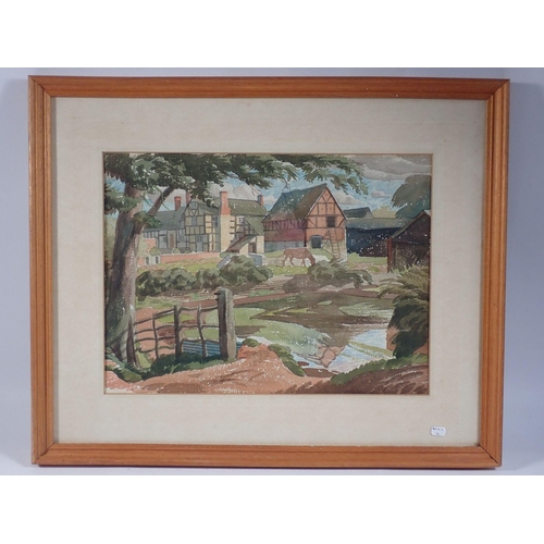 1317 - James W Tucker - watercolour Goslings Farm Nr Gloucester, 26 x 35cm