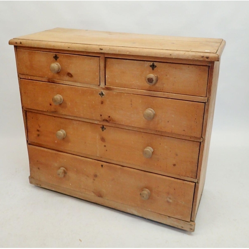 1322 - A pine chest of drawers, 103cm wide x 94cm high x 42cm deep