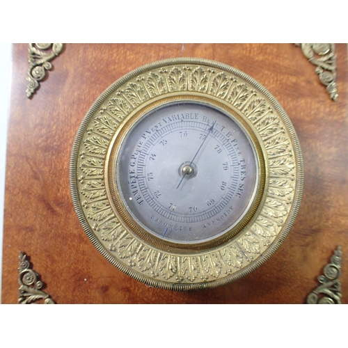 1341 - A 19th century French gilt framed easel barometer on wooden stand with gilt metal mounts, 13.5 x 12c... 