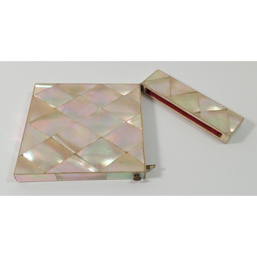 1344 - A 19th century mother of pearl card case applied 'H Lewis'