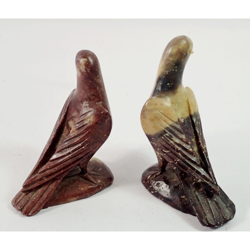 1345 - A pair of Chinese carved stone doves, 8cm high