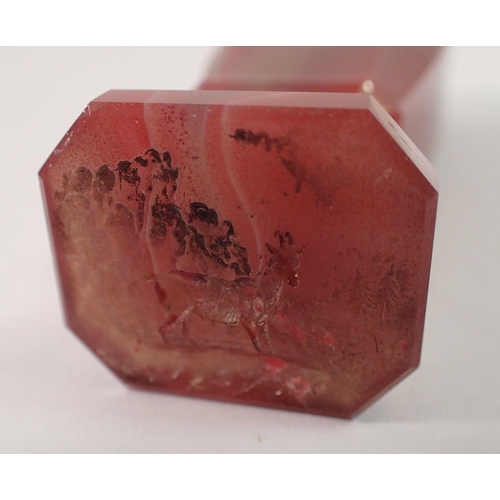 1348 - A large agate seal carved goat in landscape, 8.5cm