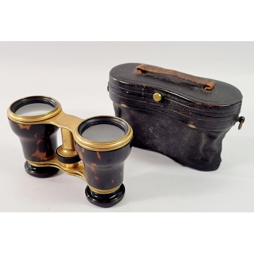 1349 - A pair of tortoiseshell opera glasses by Chadburn & Son, cased