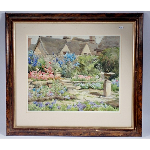 1350 - Irene Shakerley - watercolour Burford Garden, signed and dated 1915, 31 x 37cm