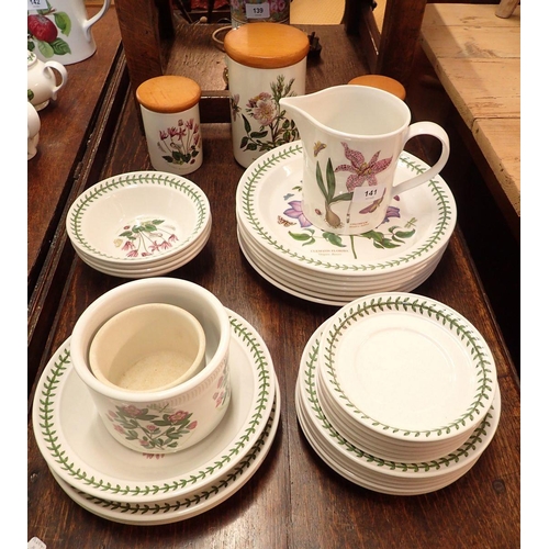 141 - A Portmeirion dinner service comprising seven dinner plates, two side plates, six tea plates, four p... 