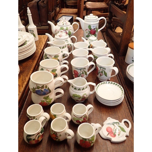 142 - A Portmeirion Pomona tea and coffee service comprising coffee pot, six mugs, six expresso cups and s... 