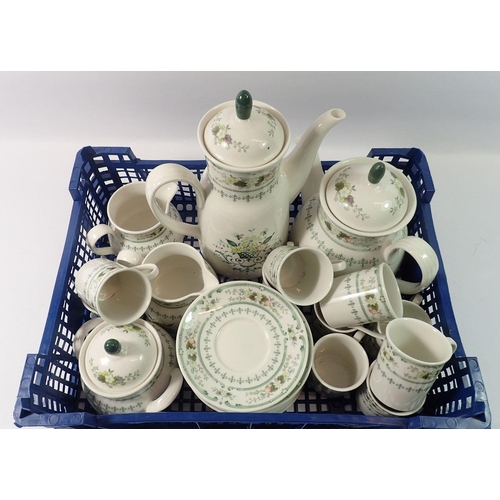 149 - A Royal Doulton Provencal coffee set comprising ten cups, eleven saucers, two milk jugs, a lidded su... 