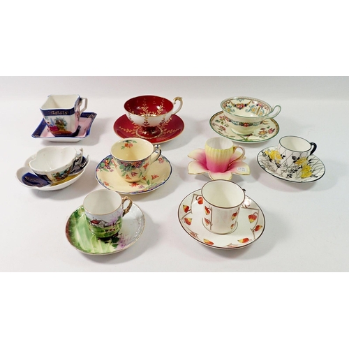 158C - A group of Art Deco cups and saucers including Shelley etc.