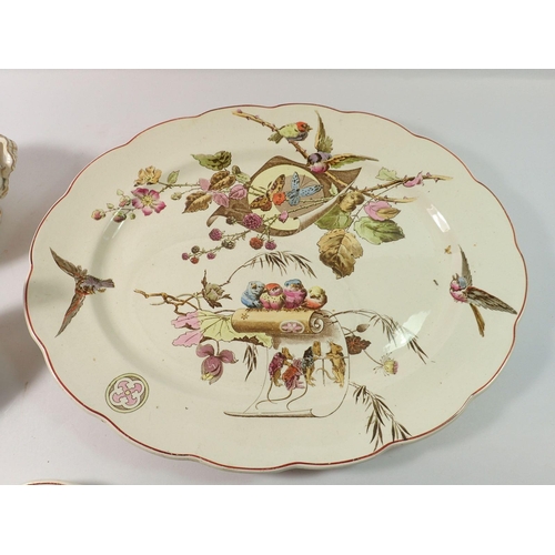 159 - A Conway Oriental ivory part dinner service in poor condition comprising three meat plates, five din... 