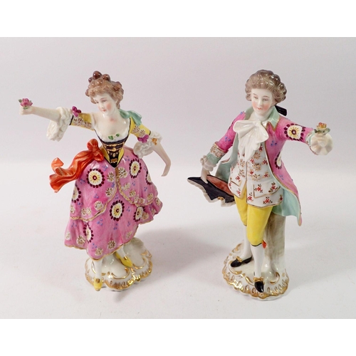 190 - A pair of Sampson of Paris Chelsea style figures of a lady and gentleman, 19.5cm tall