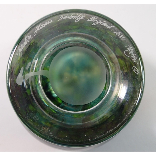 194 - Jonathan Harris (Ironbridge) Studio glass bowl 'Horizon' in sunrise blue, 14cm diameter, 15cm tall