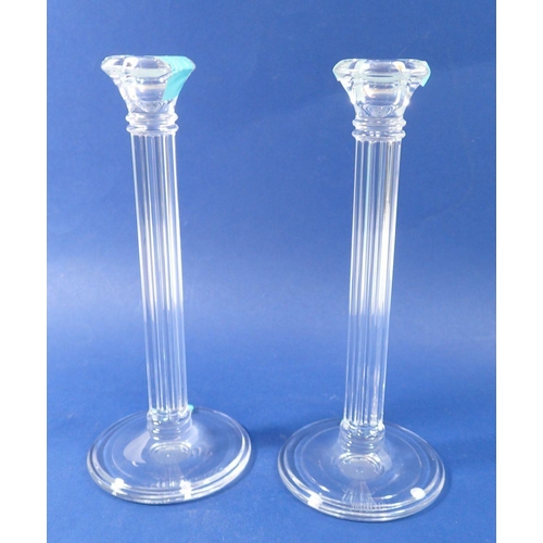 206 - A pair of Tiffany glass candlesticks - boxed in original tissue, 25cm