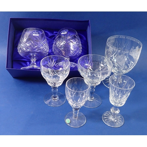 226 - A suite of drinking glasses by Royal Brierley, Stuart Crystal and a mixed pair of brandy glasses fro... 