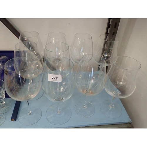 227 - A set of six Dartington large wine glasses and two other Darlington large pairs of glasses