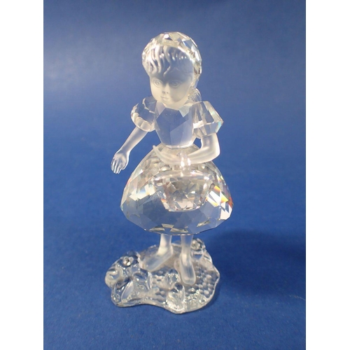 234 - A Swarovski glass girl with basket, 8cm and winged angel, 9cm - boxed