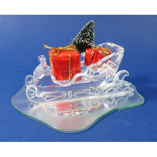 239 - A Swarovski glass Christmas sleigh, 11cm - boxed