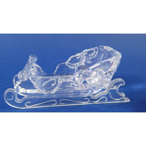 239 - A Swarovski glass Christmas sleigh, 11cm - boxed