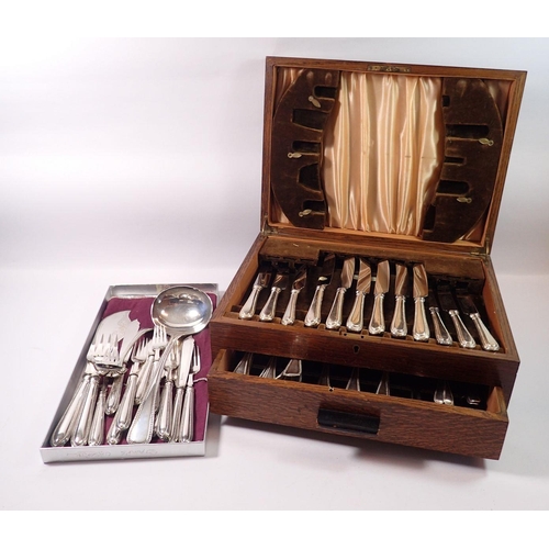 264 - A comprehensive silver plated cutlery set - six place settings but one fish fork deficient